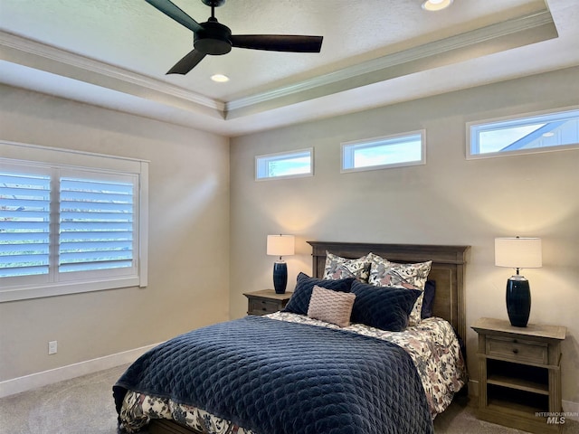 2280 N Burnam Ave, Star, ID 83669 - bedroom with ornamental molding, a raised ceiling, carpet, baseboards, and recessed lighting