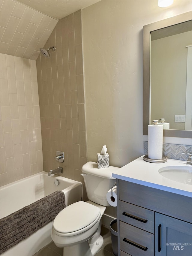 2280 N Burnam Ave, Star, ID 83669 - bathroom featuring toilet, vanity,  shower combination, and vaulted ceiling
