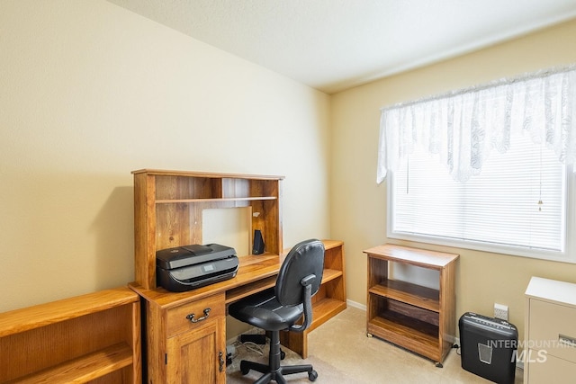 office space featuring light colored carpet