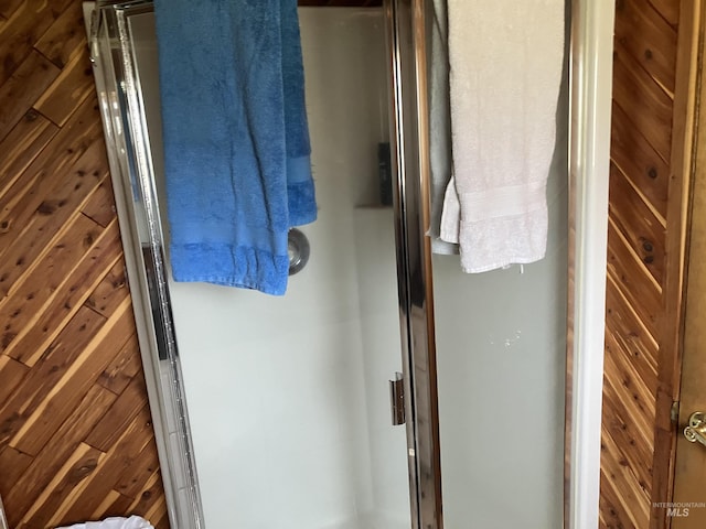 2771 Dixie Rd, Dixie, ID 83525 - bathroom with a stall shower and wooden walls