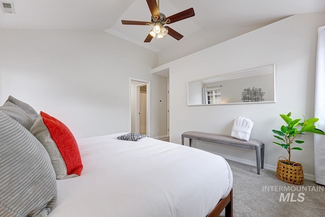 5158 S Surprise Way, Boise, ID 83716 - bedroom featuring vaulted ceiling, carpet flooring, ceiling fan, and baseboards