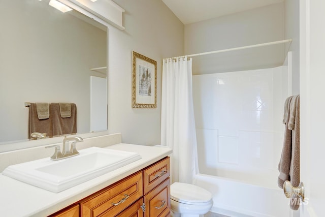 16089 N Basin Way, Boise, ID 83714 - bathroom featuring toilet, vanity, and shower / tub combo with curtain