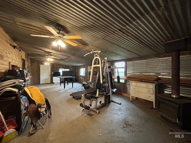 1585 Woodside Rd, Winchester, ID 83555 - misc room with unfinished concrete floors and ceiling fan
