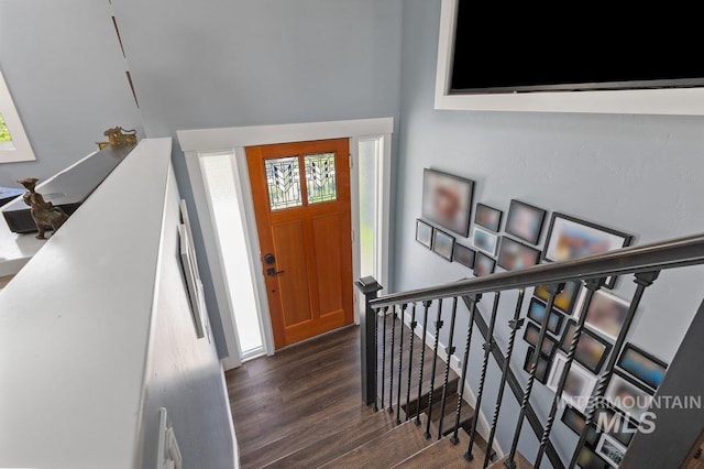 entrance foyer featuring dark hardwood / wood-style floors