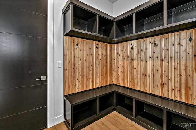 mudroom featuring wood finished floors