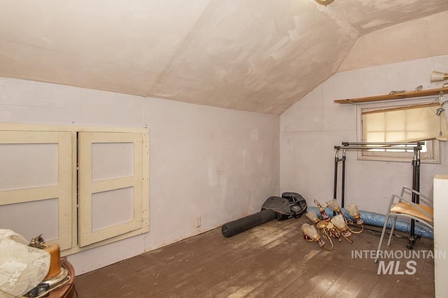 bonus room featuring lofted ceiling and hardwood / wood-style floors