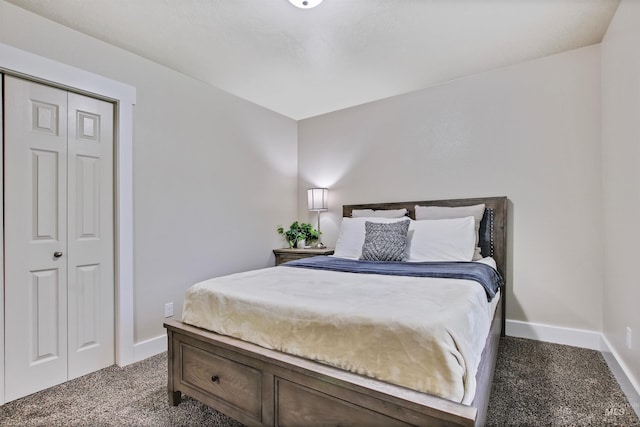 carpeted bedroom with a closet