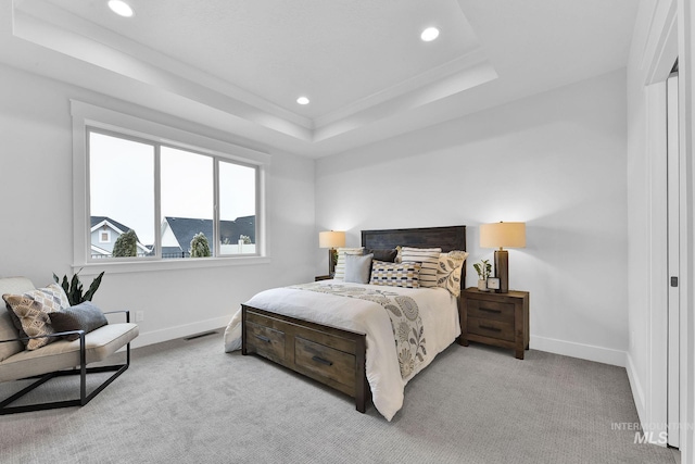 2493 E Galleon Ln, Meridian, ID 83642 - bedroom with baseboards, recessed lighting, carpet floors, and a tray ceiling