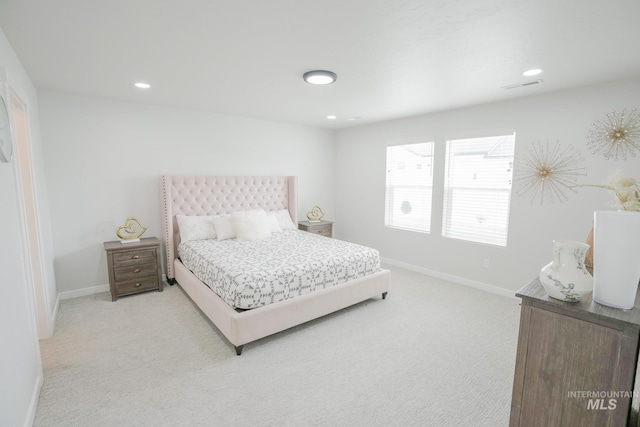 6073 W Mikonos St, Meridian, ID 83646 - bedroom with light carpet, baseboards, and recessed lighting
