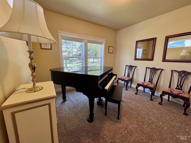 sitting room featuring baseboards and carpet flooring