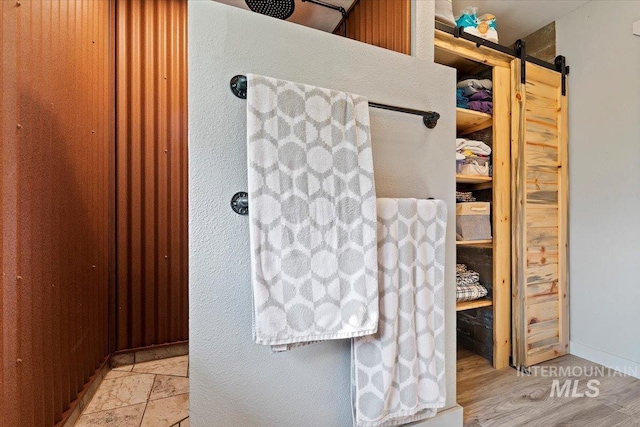 room details with a barn door