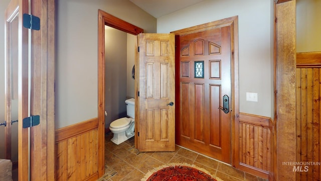 interior space with wooden walls