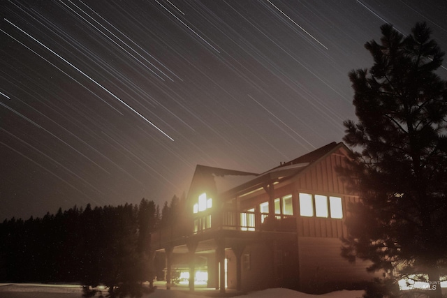 view of property exterior at twilight