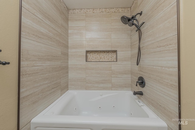 full bathroom with a combined bath / shower with jetted tub