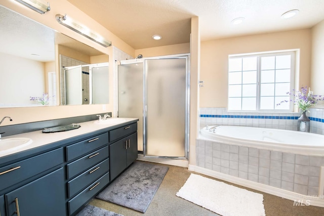 8600 W Brookside Ln, Boise, ID 83714 - bathroom with a shower stall, a garden tub, double vanity, and a sink