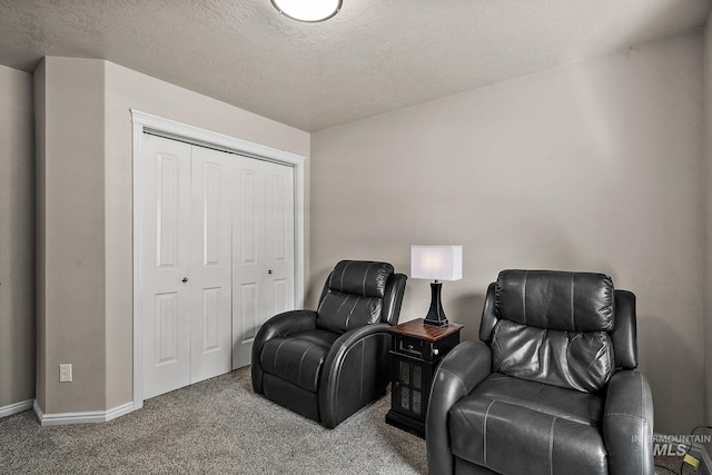 3401 S Murlo Way, Meridian, ID 83642 - living area featuring carpet floors, baseboards, and a textured ceiling