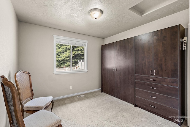 3401 S Murlo Way, Meridian, ID 83642 - sitting room with attic access, light carpet, a textured ceiling, and baseboards