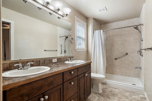 3401 S Murlo Way, Meridian, ID 83642 - full bath with a tile shower, double vanity, and toilet