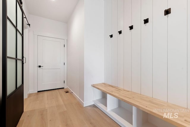 mudroom featuring light hardwood / wood-style flooring