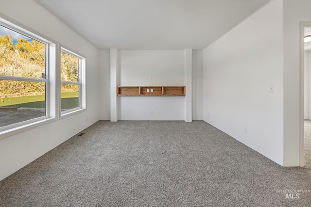 unfurnished living room with carpet flooring