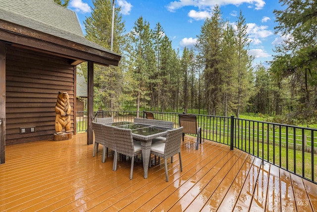 14199 Franklin Rd, Mccall, ID 83638 - wooden deck featuring outdoor dining space