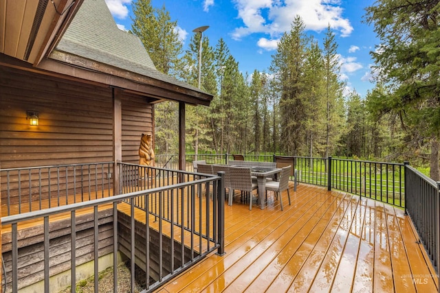 14199 Franklin Rd, Mccall, ID 83638 - wooden terrace with outdoor dining area