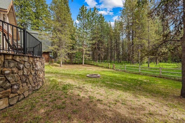 14199 Franklin Rd, Mccall, ID 83638 - fenced backyard featuring an outdoor fire pit
