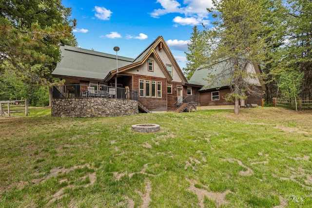 14199 Franklin Rd, Mccall, ID 83638 - rear view of house featuring an outdoor fire pit