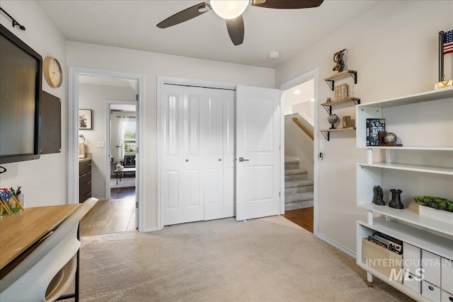 8096 E Jacob, Nampa, ID 83687 - bedroom featuring light carpet, a closet, and ceiling fan