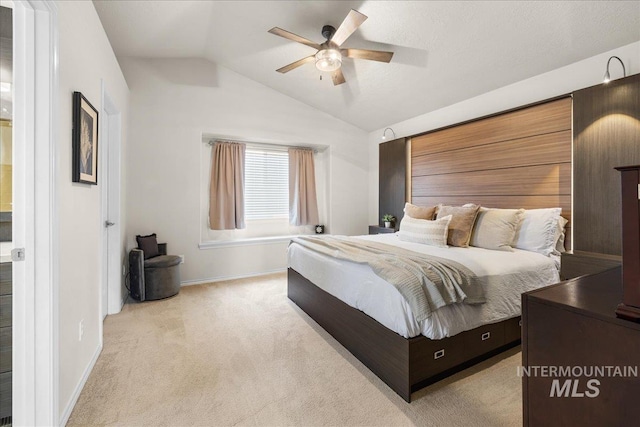 8096 E Jacob, Nampa, ID 83687 - bedroom with carpet, vaulted ceiling, and a ceiling fan