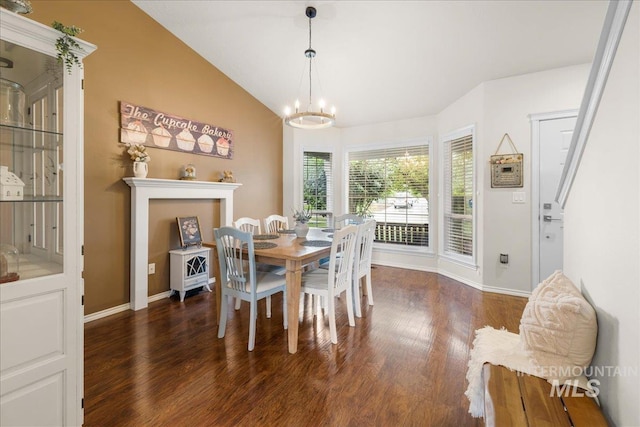 8096 E Jacob, Nampa, ID 83687 - dining space with wood finished floors, a chandelier, and lofted ceiling