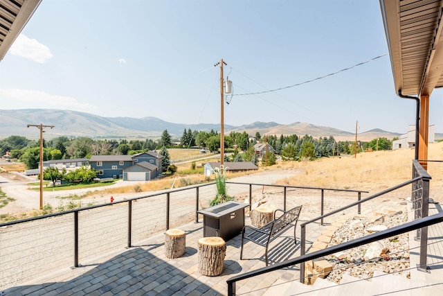 view of patio with a mountain view