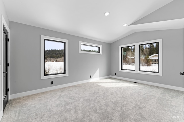 224 Meadow Lake Ct, Mccall, ID 83638 - carpeted spare room with lofted ceiling, recessed lighting, and baseboards