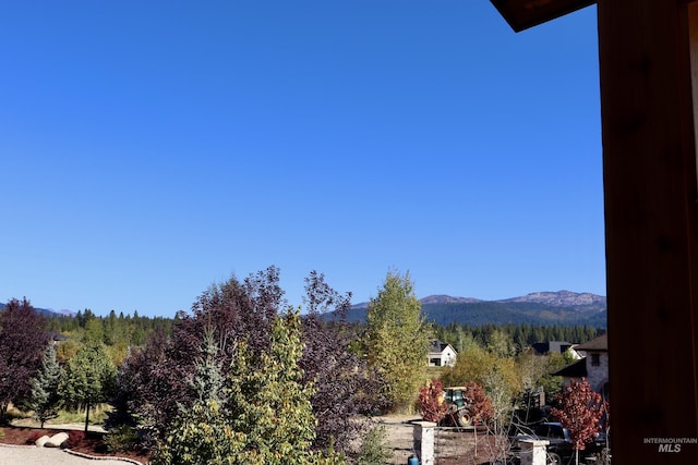 view of mountain feature with a view of trees