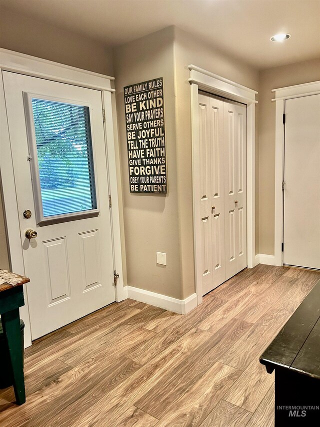 foyer featuring light hardwood / wood-style floors