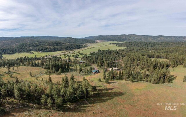 2597 Price Valley Rd, New Meadows, ID 83654 - aerial view of property's location featuring a mountainous background and a heavily wooded area