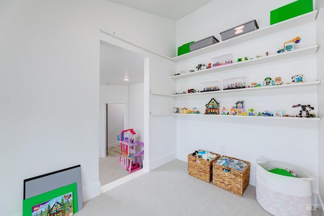game room with carpet flooring