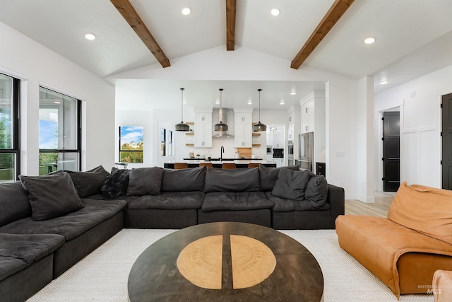living room featuring recessed lighting