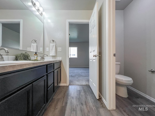811 Pronghorn Dr, Twin Falls, ID 83301 - full bath with wood finished floors, double vanity, toilet, and baseboards