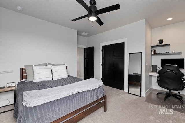 8749 W Suttle Lake Dr, Boise, ID 83714 - carpeted bedroom with visible vents, baseboards, and ceiling fan