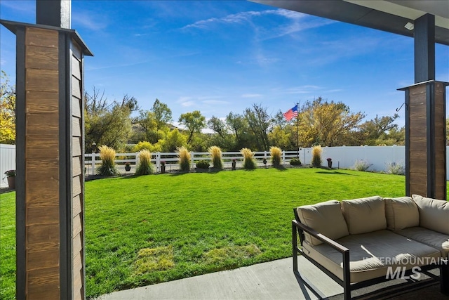 8749 W Suttle Lake Dr, Boise, ID 83714 - view of yard with an outdoor hangout area and a fenced backyard