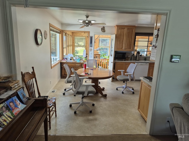 802 Foster Ave, Cottonwood, ID 83522 - office area featuring ceiling fan and baseboards