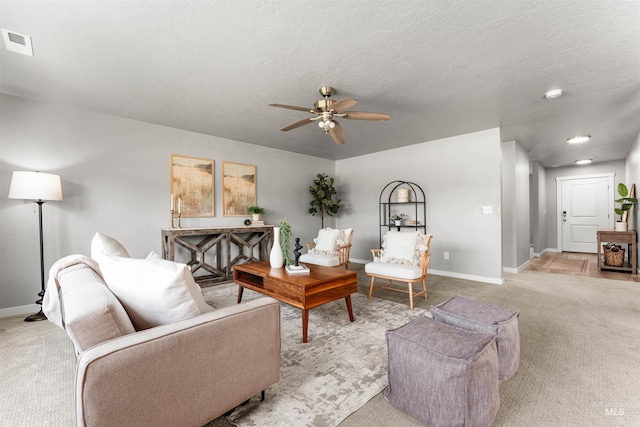973 S Nautilus Ave, Boise, ID 83709 - living room featuring a ceiling fan, light colored carpet, and recessed lighting