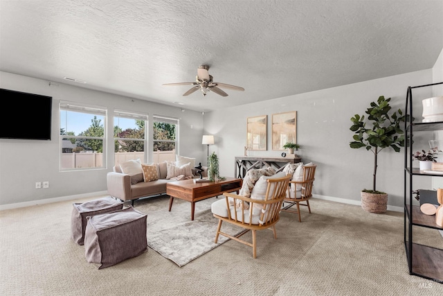 973 S Nautilus Ave, Boise, ID 83709 - carpeted living area featuring a ceiling fan and a textured ceiling