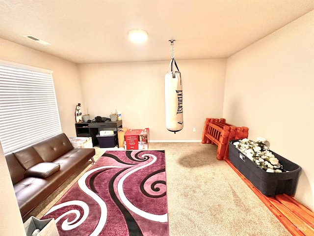 living room featuring carpet flooring