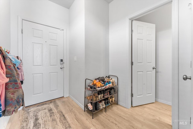 entryway with light wood-type flooring