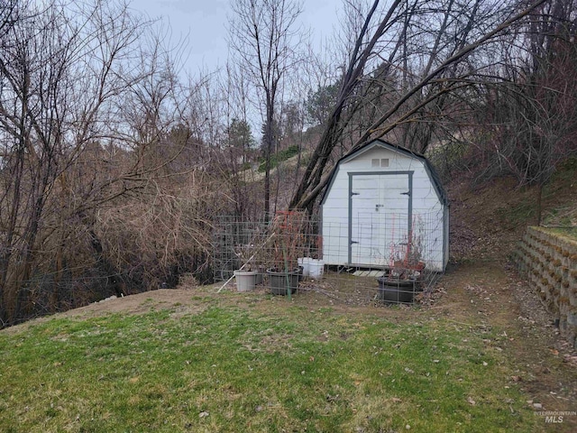 view of shed