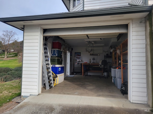 view of garage