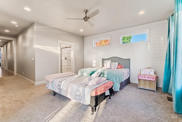 bedroom with carpet and ceiling fan