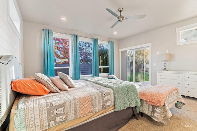 bedroom featuring carpet flooring and ceiling fan